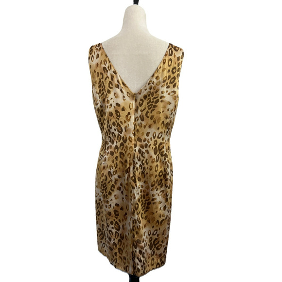 Blushe Impressions Shift Dress Womens Size 14 100% Silk Leopard Print Sleeveless - Picture 2 of 10